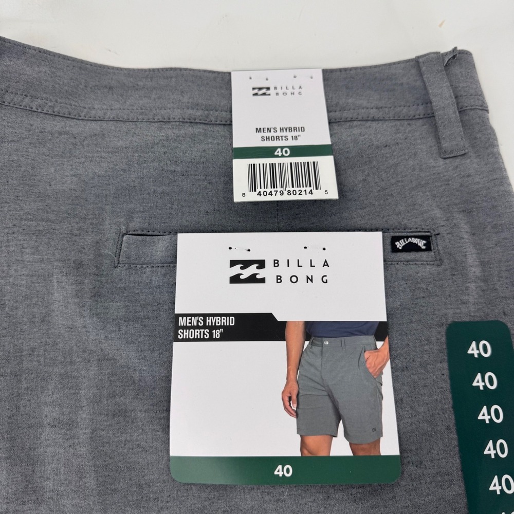 Billabong Mens Hybrid Shorts Charcoal Grey Stretch Walk Shorts Size 40 NEW - Picture 6 of 12